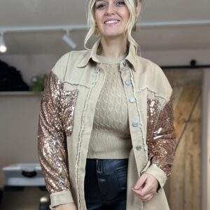 Vest met glitter mouw